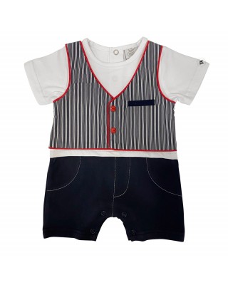 Newborn romper suit with striped waistcoat