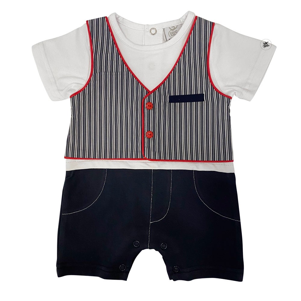 Newborn romper suit with striped waistcoat