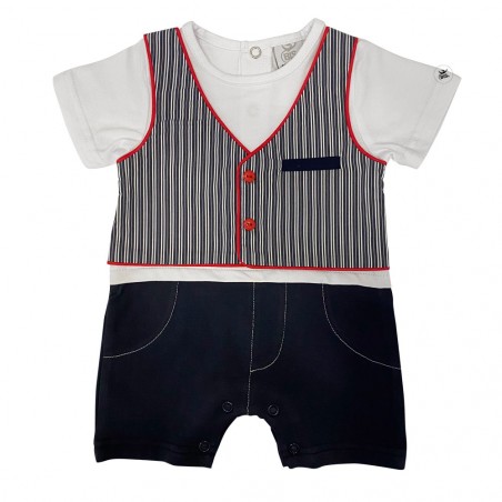 Pagliaccetto con finto gilet a righe