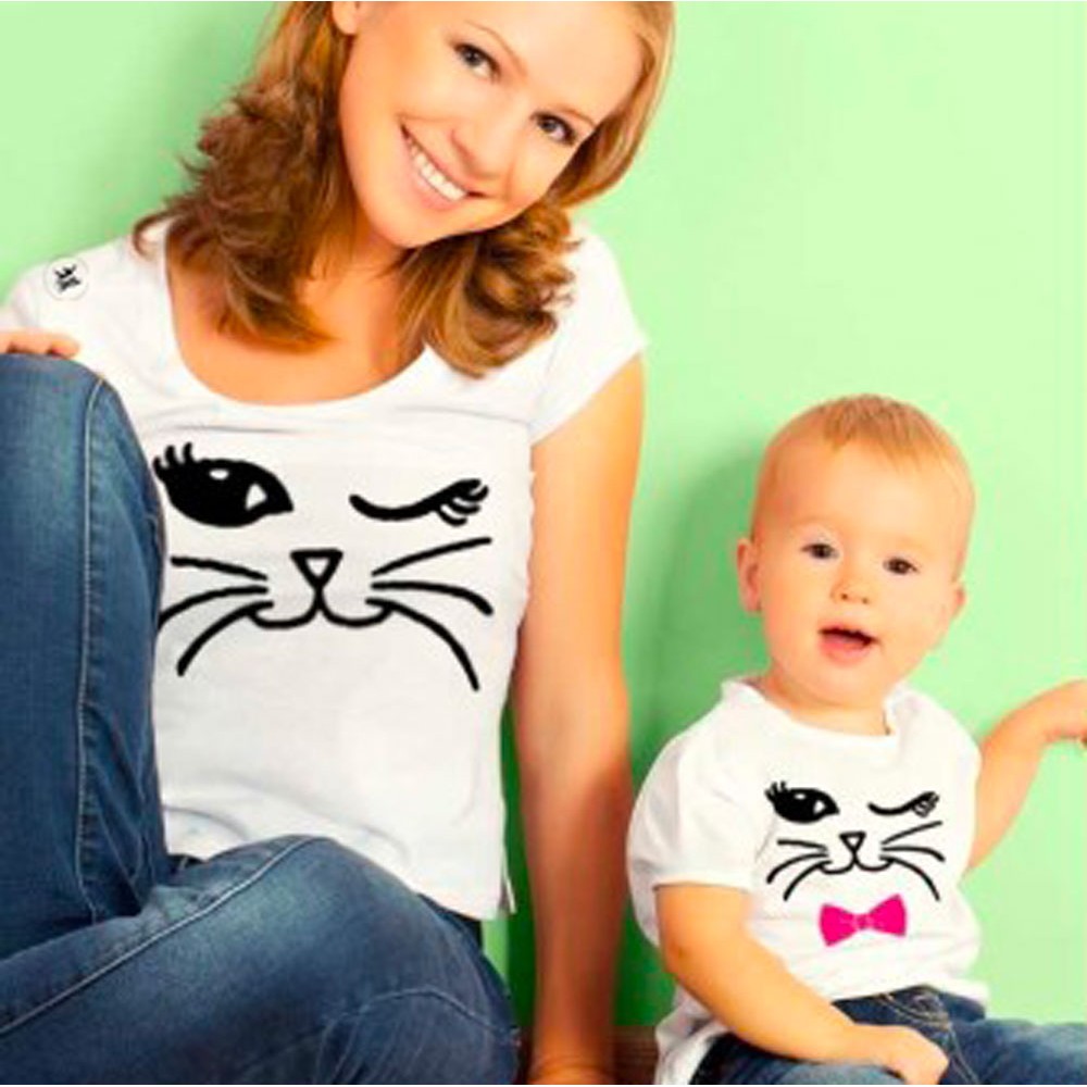 Magliette coordinate mamma disegno gatto