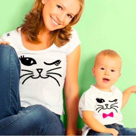 Magliette coordinate mamma disegno gatto
