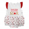 Summer romper suit with cherries "Sorry for the delay..."