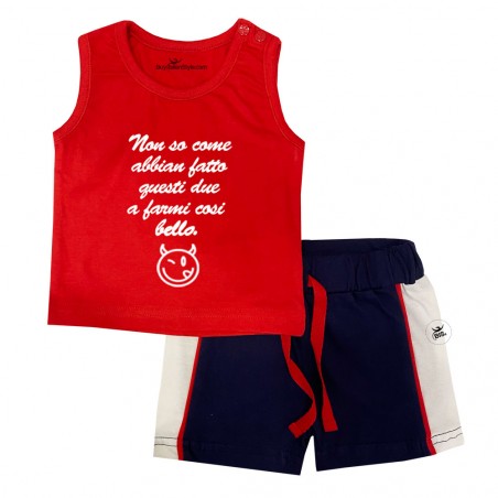 Completo neonato estivo rosso
