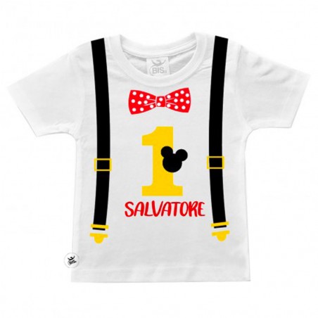 T-shirt bimbo compleanno con bretelle Topino + nome