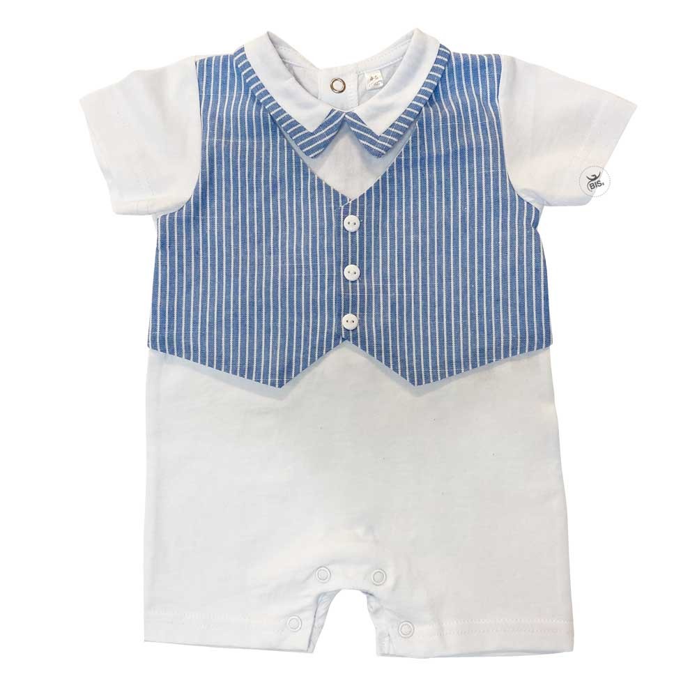 Romper suit with linen waistcoat