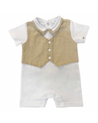 Pagliaccetto elegante con gilet di lino beige