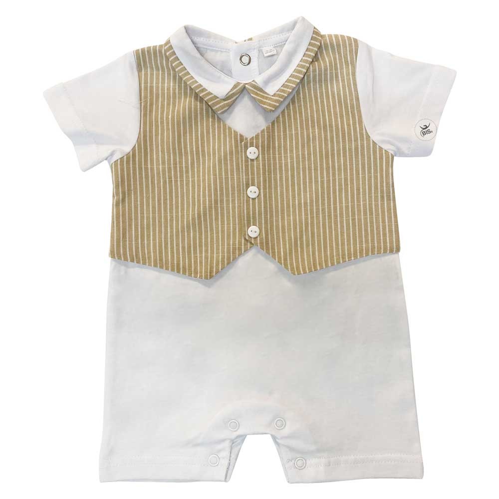 Pagliaccetto elegante con gilet di lino beige