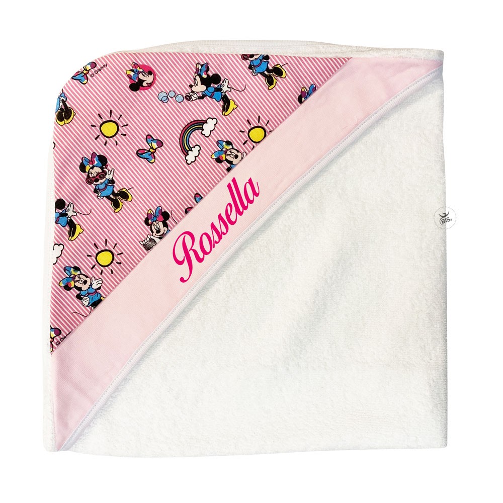 Accappatoio Disney neonata "Minnie" a righe rosa