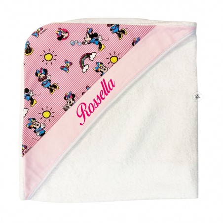 Accappatoio Disney neonata "Minnie" a righe rosa