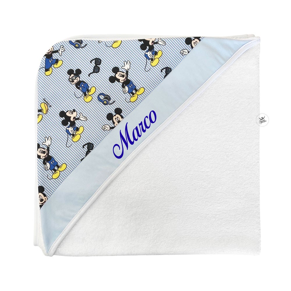 Accappatoio Disney neonato "Topolino" a righe azzurro