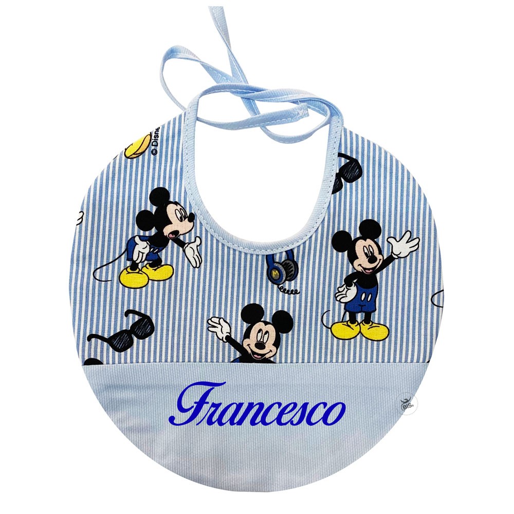 Bavaglino Disney con nome "Topolino" a righe