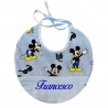 Bavaglino Disney con nome "Topolino" a righe azzurro