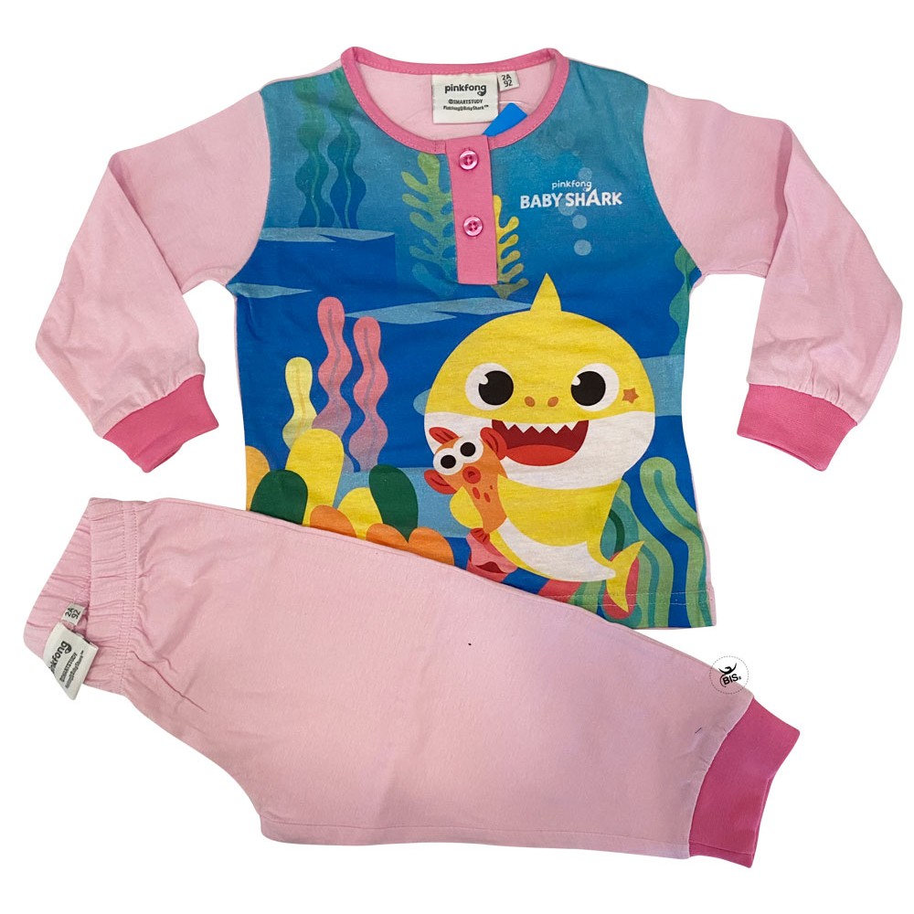 Pigiama estivo bimba "Baby shark" rosa