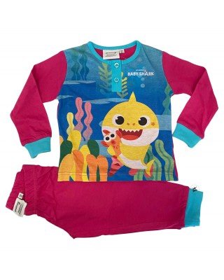 Pigiama estivo bimba "Baby shark" fuxia