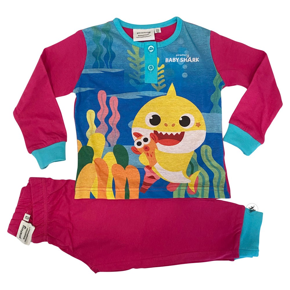 Pigiama estivo bimba "Baby shark" fuxia