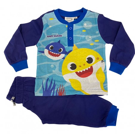 Pigiama estivo bimbo "Baby shark" bordino blu