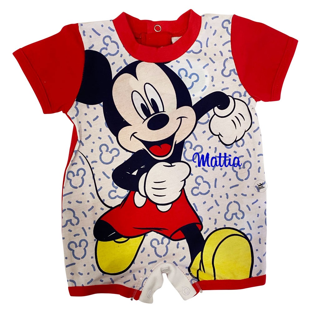 Pagliaccetto estivo Topolino con nome rosso