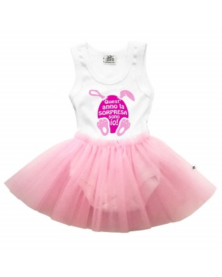 Bodysuit con gonna in tulle "Quest'anno la sorpresa sono io"