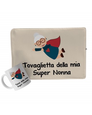 Kit regalo Tovaglietta in tessuto + Tazza