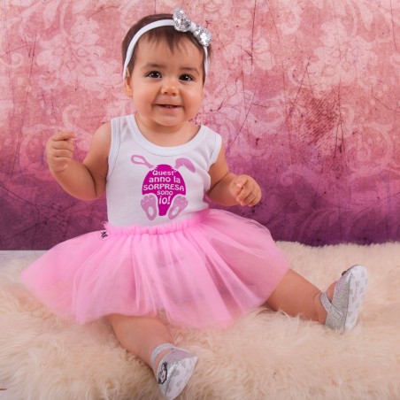 body con tulle rosa grafica pasqua