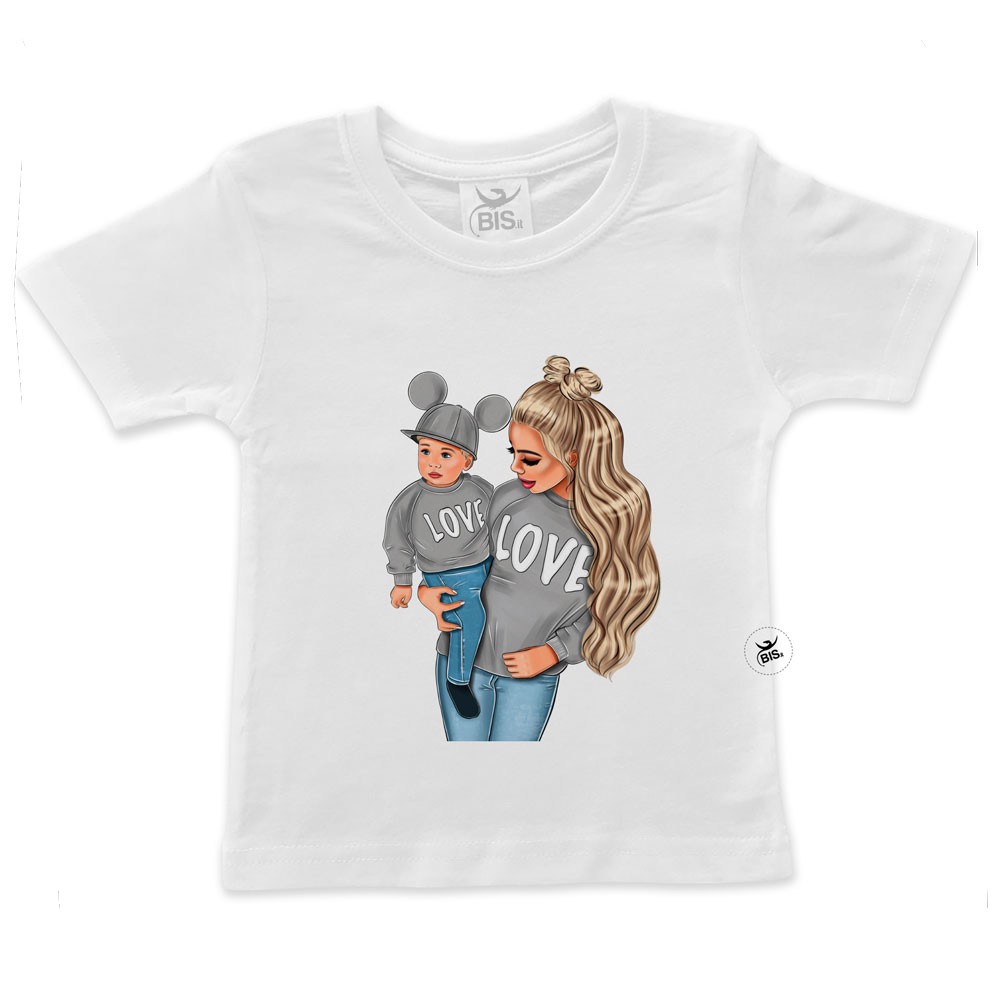 T-shirt bimbo manica corta  mamma bionda