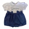 Summer romper suit with cherries "Sorry for the delay..."