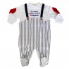 Tutina neonato estiva con salopette a righe