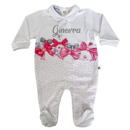 Tutina stampa "fiocchi" estiva in jersey  rosso