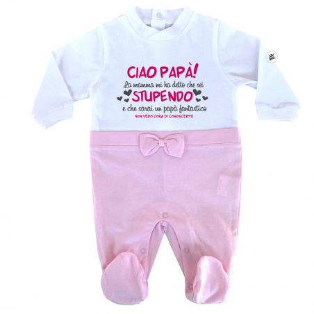 Tutina estiva con fiocco  "Ciao papà stupendo"