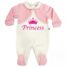 Tutina in ciniglia bianca e rosa "Princess"
