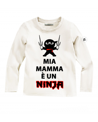 T-shirt bimbo manica lunga "Mia mamma è un Ninja" per "La Via dei Colori"
