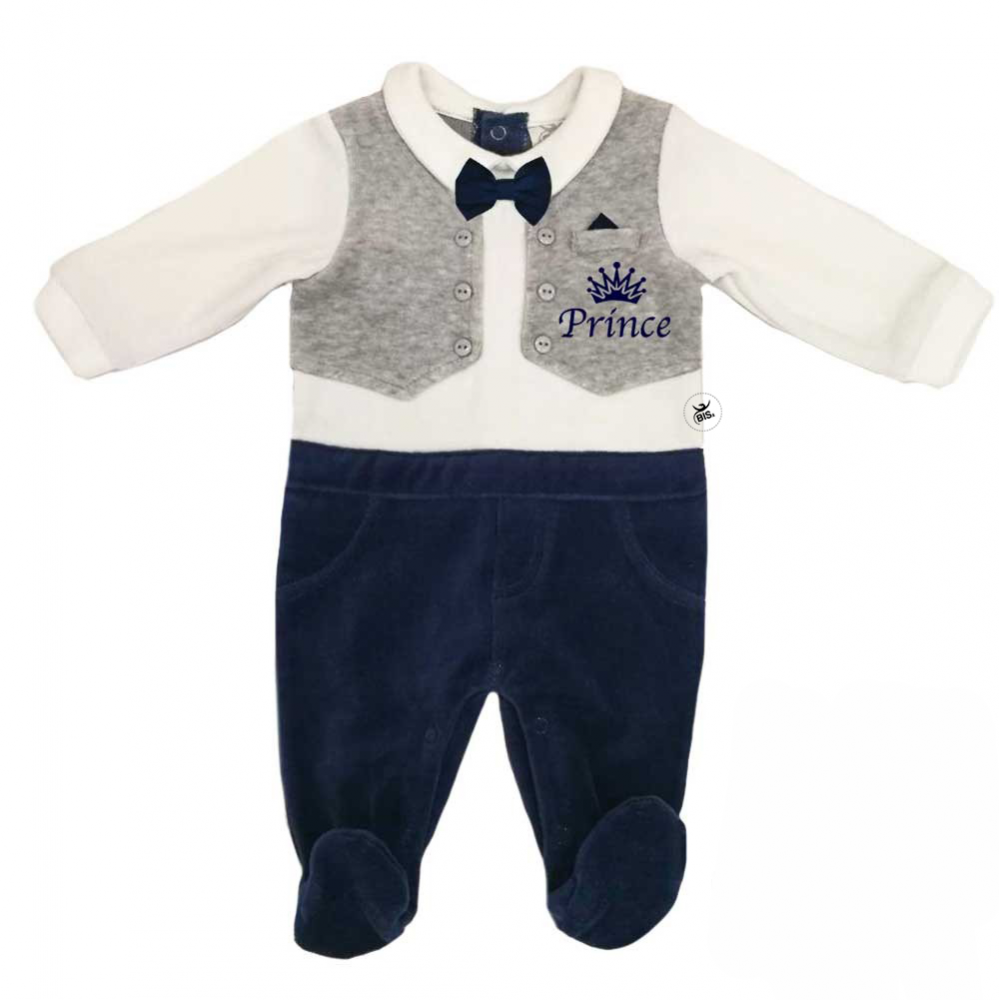 Tutina neonato con gilet e papillon "prince"