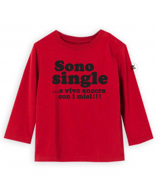 T-shirt manica lunga "Sono single...e vivo ancora con i miei!!!"