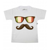 T-shirt bimbo manica corta con occhiali e baffo