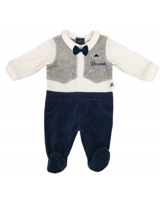 Tutina neonato con gilet e papillon personalizzabile con nome