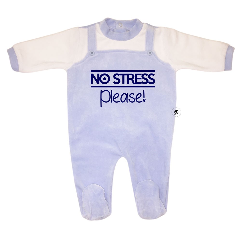 Tutina neonato in ciniglia "No stress please!"