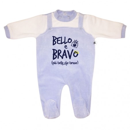 Tutina neonato in ciniglia "Bello e bravo"