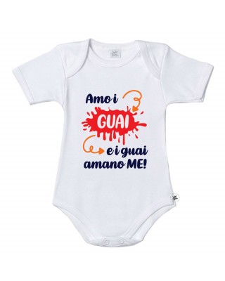 Body neonato/a con stampa  divertente "Amo i guai e i guai amano me"