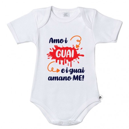 Body neonato/a con stampa  divertente "Amo i guai e i guai amano me"