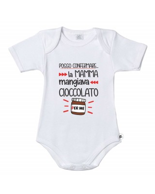 Body per bambini "posso confermare, la mamma mangiava cioccolato per me!"