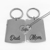 TRIS Personalized Key Ring + Matching Pendant "KING Daddy QUEEN Mummy 