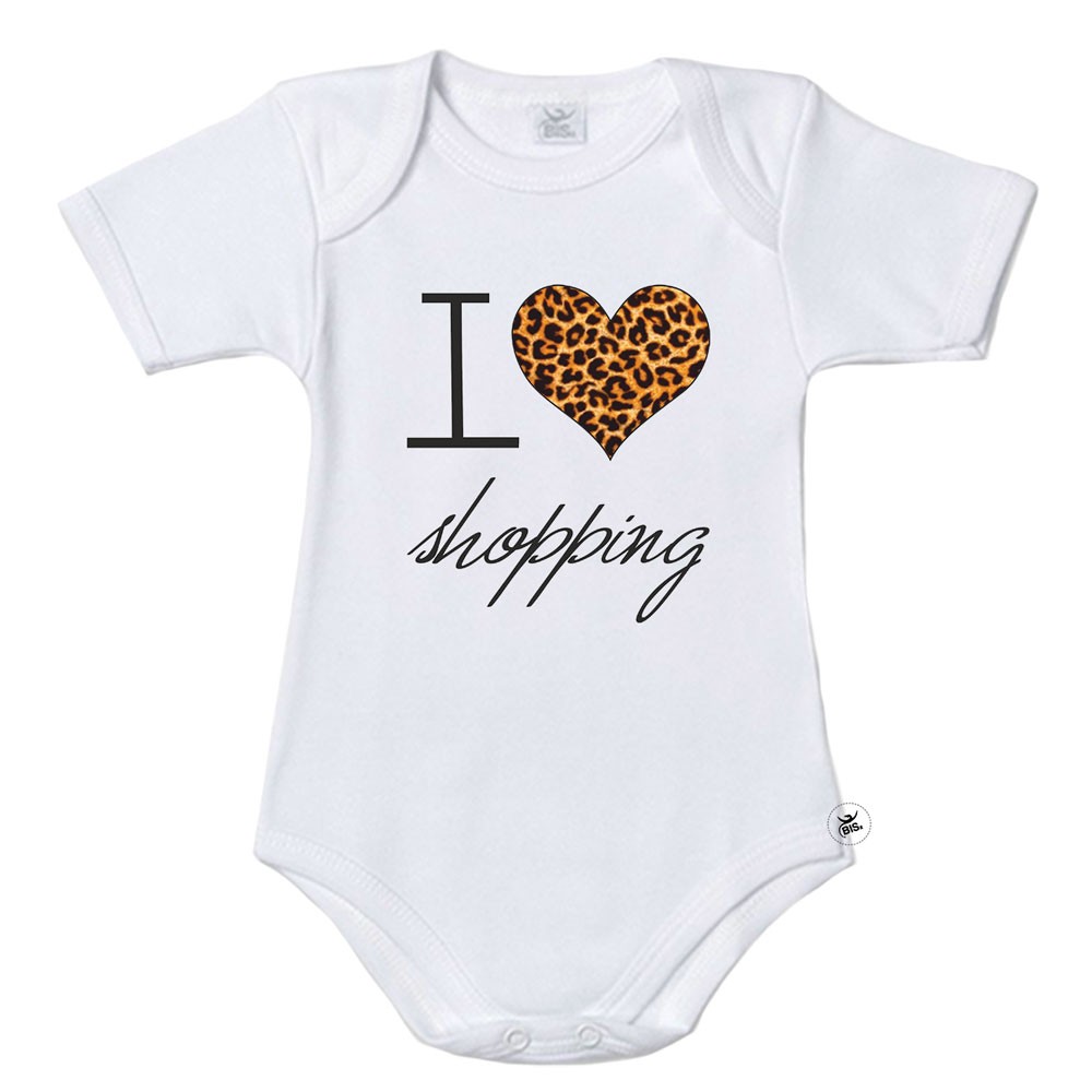 Bodysuit  mezza manica bimba "I love shopping"