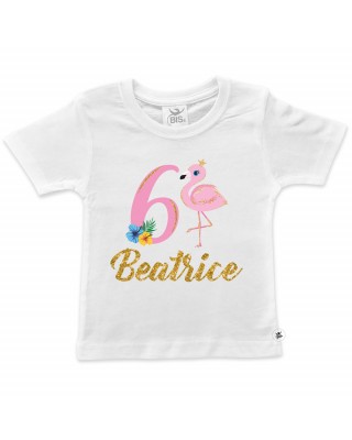 Maglia bimba compleanno a tema FENICOTTERI