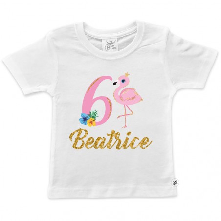 Maglia bimba compleanno a tema FENICOTTERI