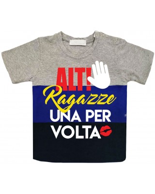 T-shirt bimbo a fasce urban style "Alt ragazze!"