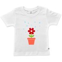 t-shirt bimba stampa fiorellino che viene annaffiato dai genitori