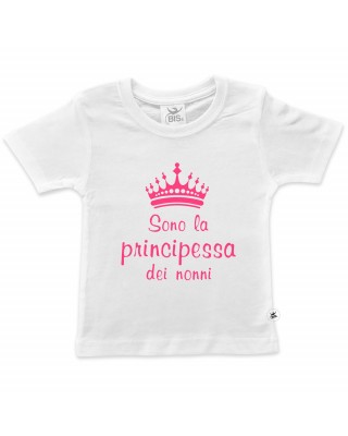 T-shirt bimba mezza manica  "Sono la principessa dei nonni"