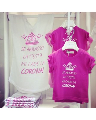 2 T-shirt coordinate MAMMA - FIGLIA  "Se abbasso la testa mi cade la corona"