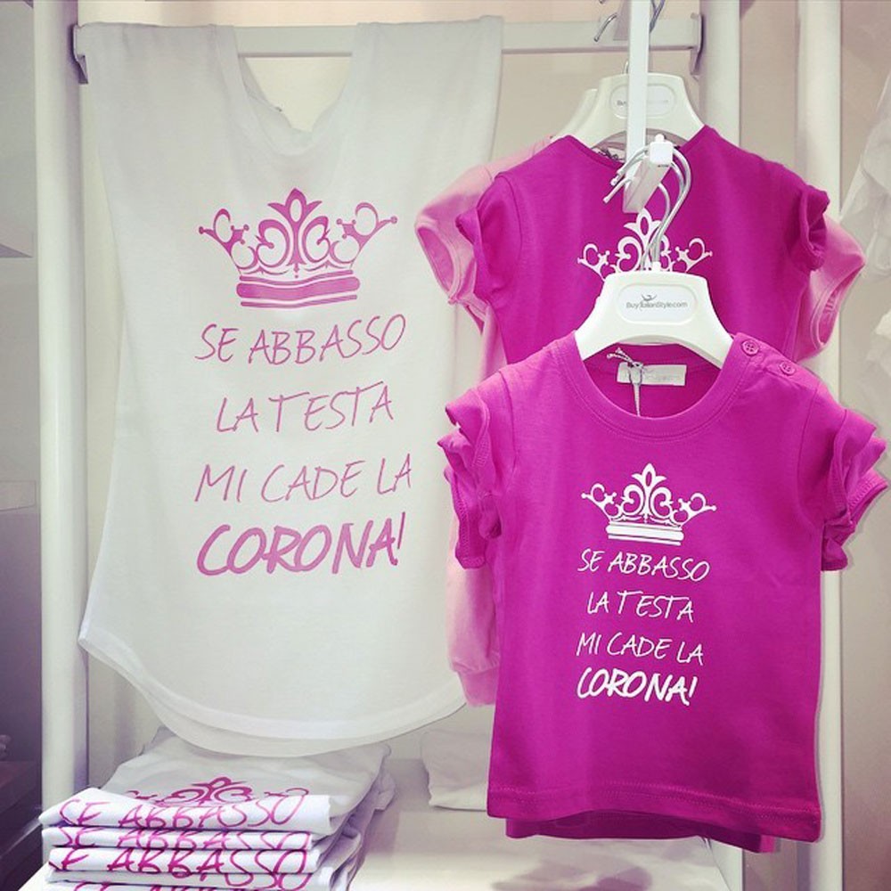 2 T-shirt coordinate MAMMA - FIGLIA  "Se abbasso la testa mi cade la corona"