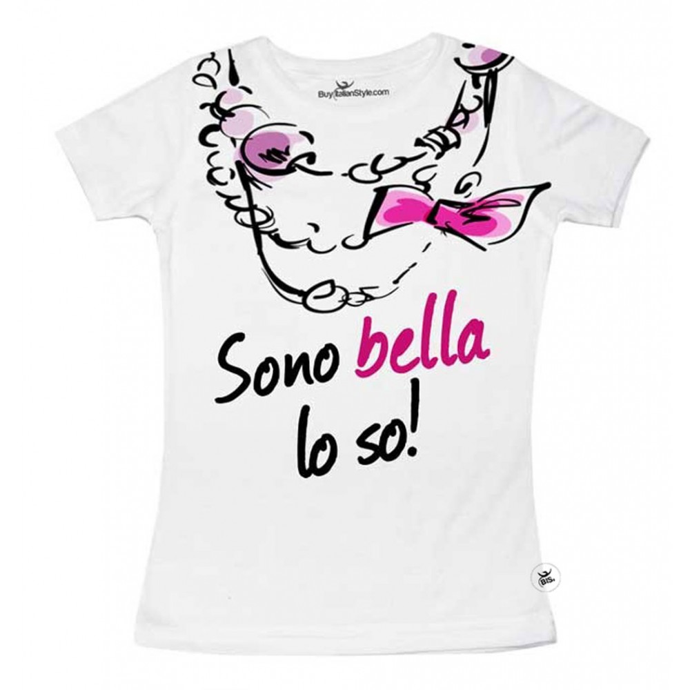 T-shirt bimba con scritta "sono bella lo so"